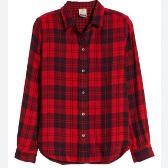 Faherty Brand Organic Cotton Reversible Belmar Shirt - Red / Black Plaid - Picture 2 of 3